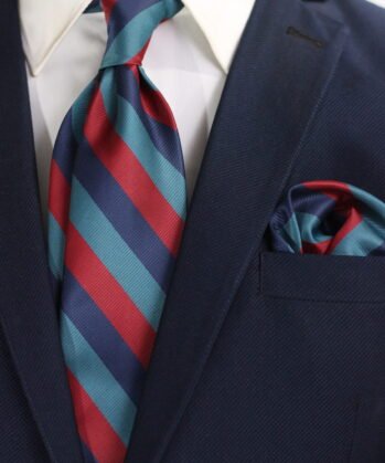 Stripe Jaquard Neck Tie With Hanky