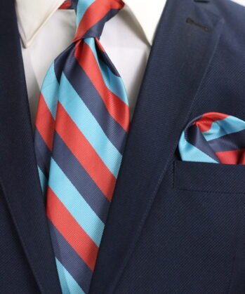Stripe Jaquard Neck Tie With Hanky