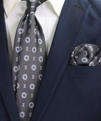 Structured Jaquard Neck Tie With Hanky