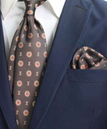 Structured Jaquard Neck Tie With Hanky