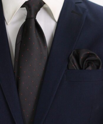 Dotted Jaquard Neck Tie With Hanky