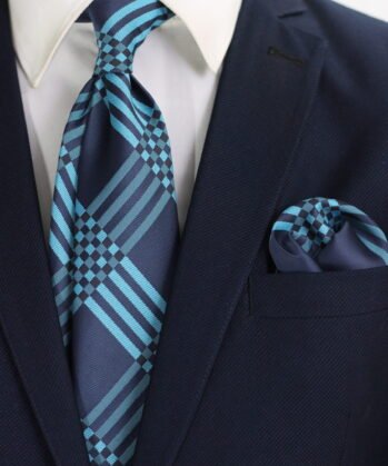Stripe Jaquard Neck Tie With Hanky