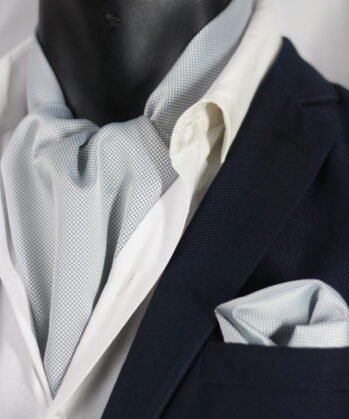Light Grey Plain Ascot tie with Hanky