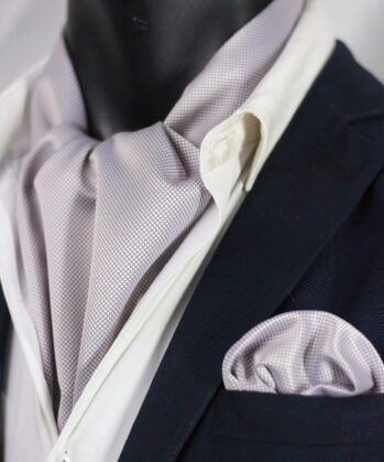 Light Beige Plain Ascot tie with Hanky