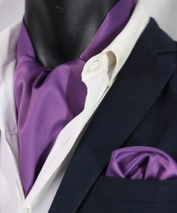 purple Plain Ascot tie with Hanky
