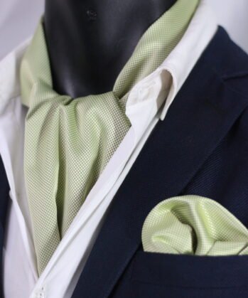 Light Green Plain Ascot tie with Hanky