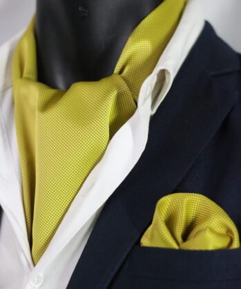 Yellow Plain Ascot tie with Hanky