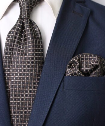 Geometric Jaquard Neck Tie With Hanky