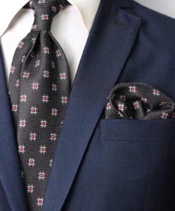 Structured Jaquard Neck Tie With Hanky
