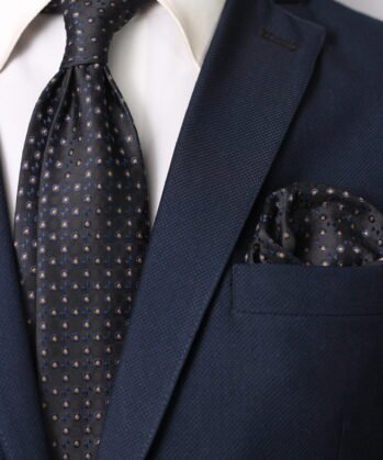 Dotted Jaquard Neck Tie With Hanky
