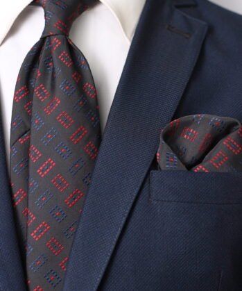 Structured Jaquard Neck Tie With Hanky