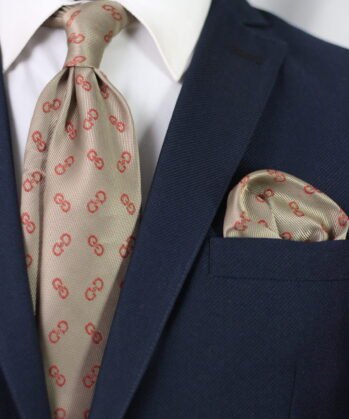 Graphic Jaquard Neck Tie With Hanky