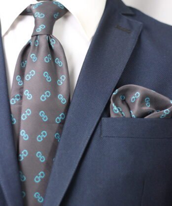 Graphic Jaquard Neck Tie With Hanky
