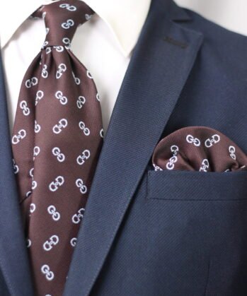 Graphic Jaquard Neck Tie With Hanky