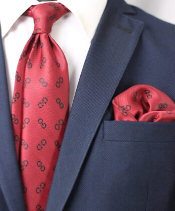 Graphic Jaquard Neck Tie With Hanky