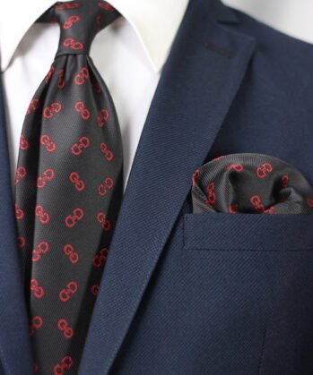 Graphic Jaquard Neck Tie With Hanky