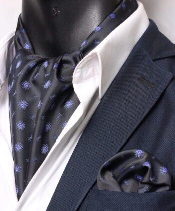 Dark Blue Ascot Graphic with Hanky