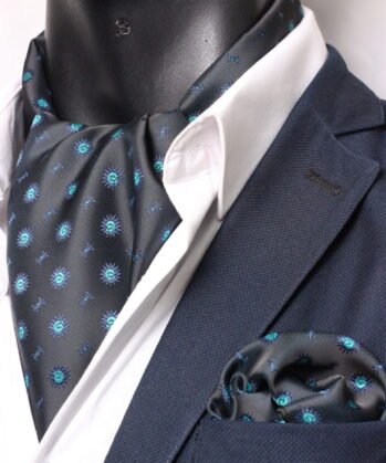 Dark Blue Ascot Graphic with Hanky