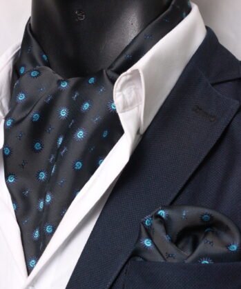 Dark Blue Ascot Graphic with Hanky