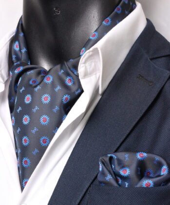 Dark Blue Ascot Graphic with Hanky