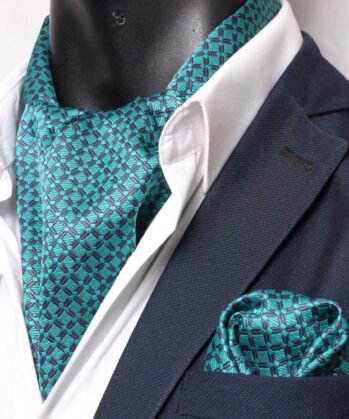 Turquoise Ascot Geometric with Hanky