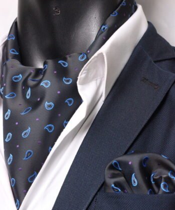 Dark Blue Ascot Paisley with Hanky