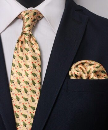 Christmas Jaquard Neck Tie With Hanky