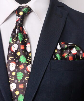 Christmas Jaquard Neck Tie With Hanky