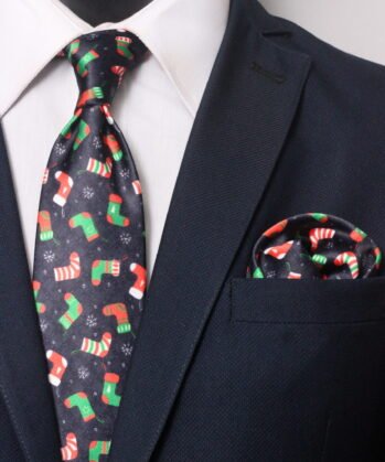 Christmas Jaquard Neck Tie With Hanky
