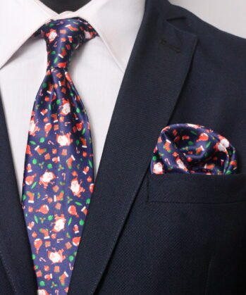 Christmas Jaquard Neck Tie With Hanky