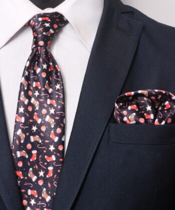 Christmas Jaquard Neck Tie With Hanky