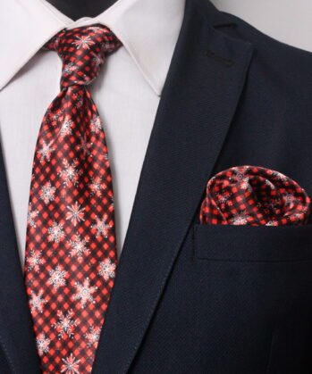 Christmas Jaquard Neck Tie With Hanky