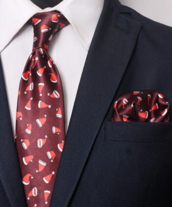 Christmas Jaquard Neck Tie With Hanky