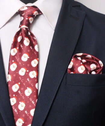 Christmas Jaquard Neck Tie With Hanky