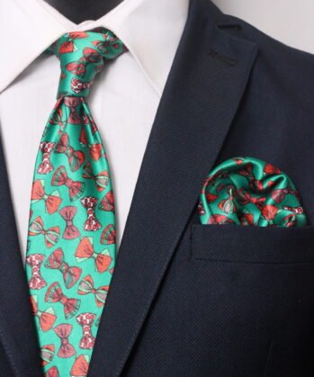 Christmas Jaquard Neck Tie With Hanky