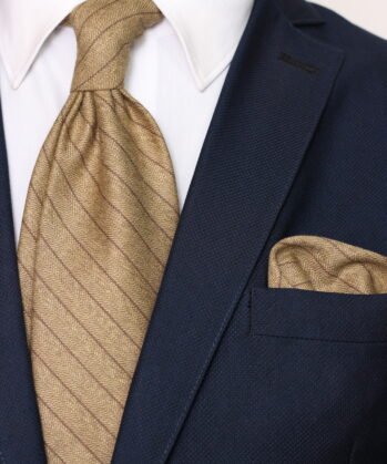Stripe Wool Neck Tie With Hanky
