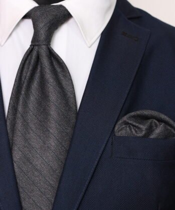 Stripe Wool Neck Tie With Hanky