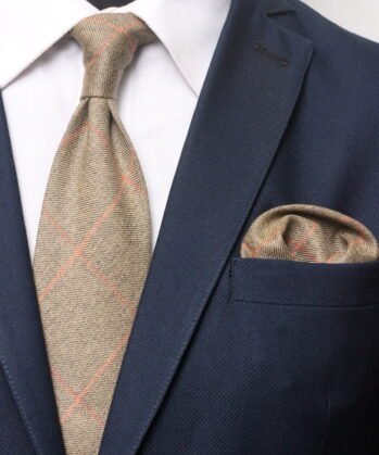 Stripe Wool Neck Tie With Hanky