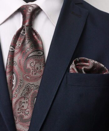 Paisley Jaquard Neck Tie With Hanky