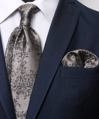 Floralf Jaquard Neck Tie With Hanky