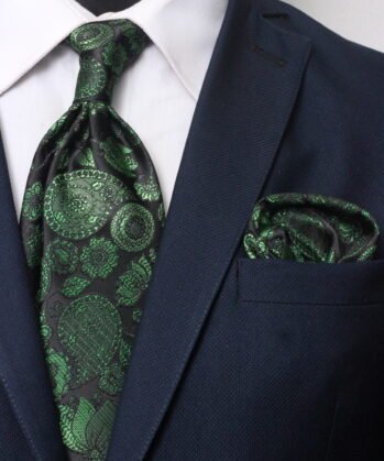 Floralf Jaquard Neck Tie With Hanky