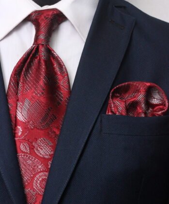 Floralf Jaquard Neck Tie With Hanky