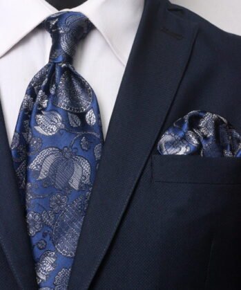 Floralf Jaquard Neck Tie With Hanky