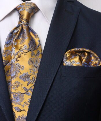 Floralf Jaquard Neck Tie With Hanky