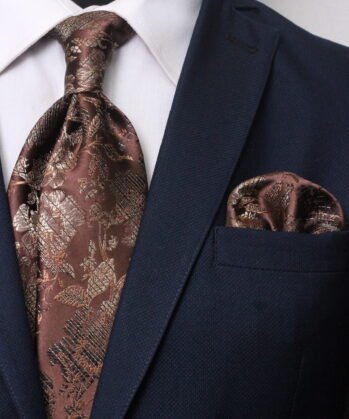Floralf Jaquard Neck Tie With Hanky