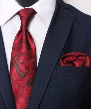 Paisley Jaquard Neck Tie With Hanky