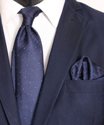 Dotted Jaquard Neck Tie With Hanky