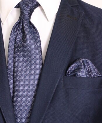 Geometric Jaquard Neck Tie With Hanky