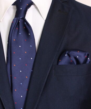 Dotted Jaquard Neck Tie With Hanky