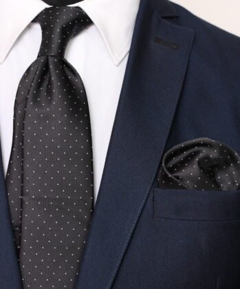 Dotted Jaquard Neck Tie With Hanky